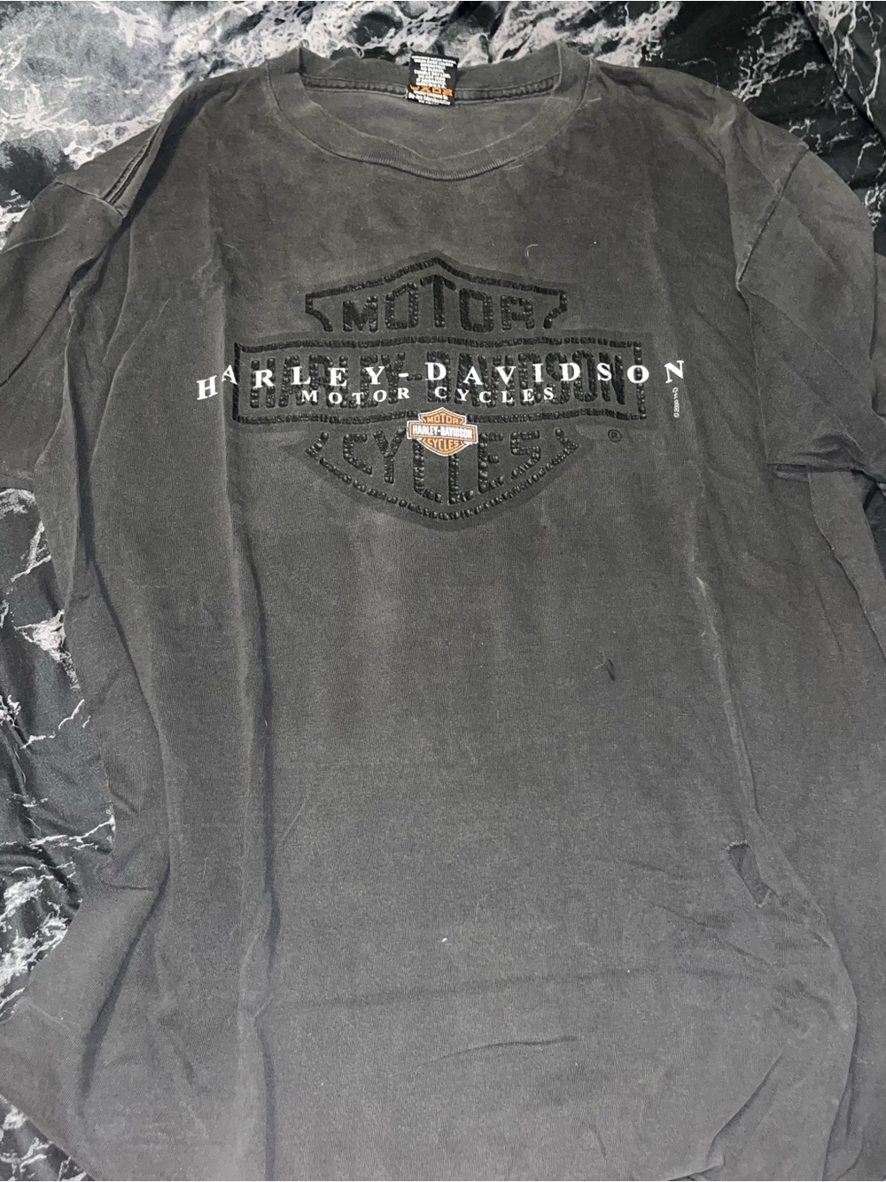 Vintage perfect destroyed Harley-Davidson Black short Sleeve Logo Shirt size xl